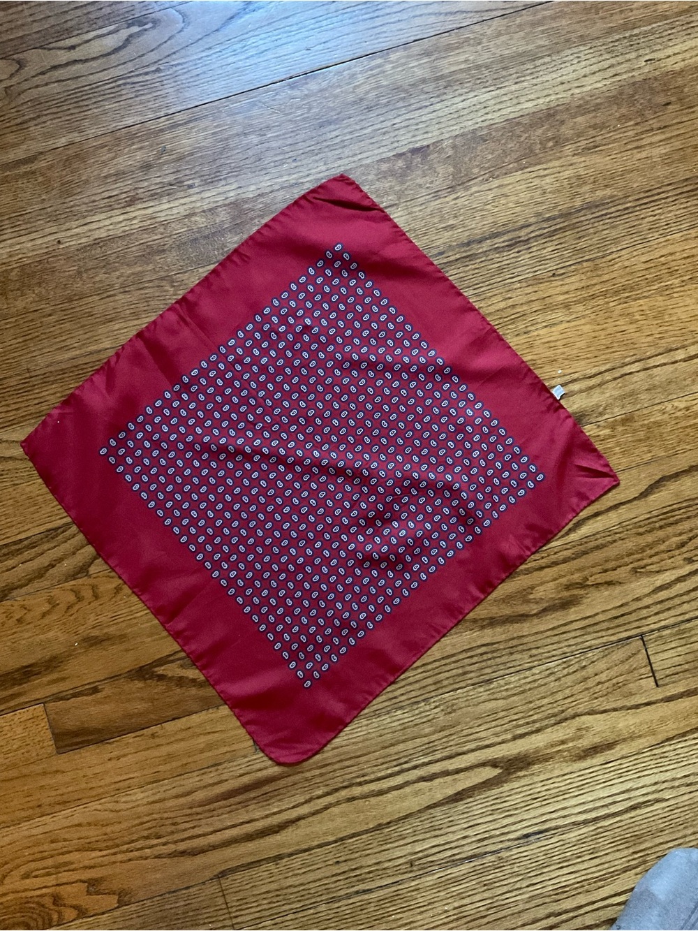 Red Patterned 100% Silk Square Scarf